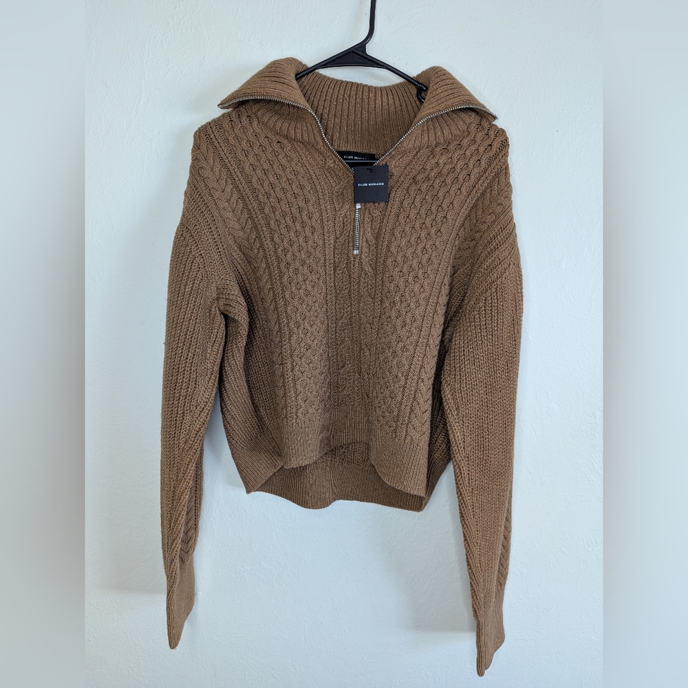 NWT Club Monaco Cozy Cable Knit Wool Blend Sweater Women's Size XL